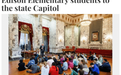Rep. Peter Abbarno welcomes Edison Elementary students to the state Capitol